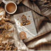 秋インラブリトルテディベアーパンプキンベビーシャワー 招待状