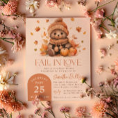 秋インラブリトルテディベアーパンプキンベビーシャワー 招待状