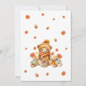 秋インラブリトルテディベア赤ちゃんシャワー 招待状 (裏面)