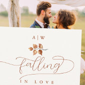 秋インラブリーフモノグラムクレストエレガントな結婚式 招待状