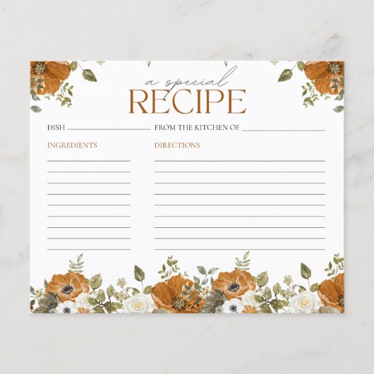 秋インラブレシピカードブライダルシャワー (正面)