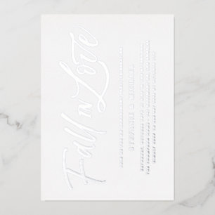 秋インラブレタリングシルバー婚約パーティ 箔招待状