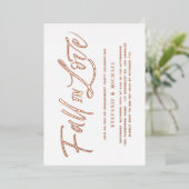 秋インラブレタリングバラ金ゴールド婚約パーティ 箔招待状 (立ち正面)