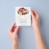 秋インラブレッドピンクフローラパンプキンブライダルシャワー チラシ (手)