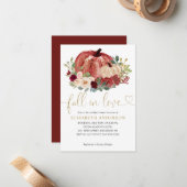 秋インラブレッドピンクフローラパンプキンブライダルシャワー ノートカード (正面/裏面インサイチュ)