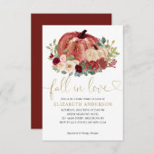秋インラブレッドピンクフローラパンプキンブライダルシャワー ノートカード (正面/裏面)