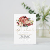 秋インラブレッドピンクフローラパンプキンブライダルシャワー ポストカード (スタンド正面)