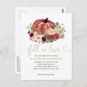 秋インラブレッドピンクフローラパンプキンブライダルシャワー ポストカード (正面/裏面)