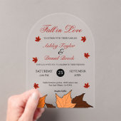 秋インラブロエレガントマン葉秋の結婚式 アクリル招待状 (インサイチュ (ポータブル))
