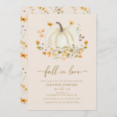 秋インラブワイルドフラワーパンプキンブライダルシャワー 招待状 (正面/裏面)