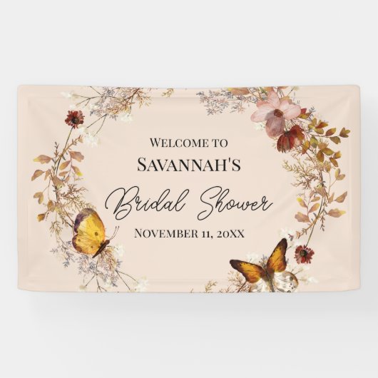 秋インラブワイルドフラワーブライダルシャワーバナー 横断幕 (横)