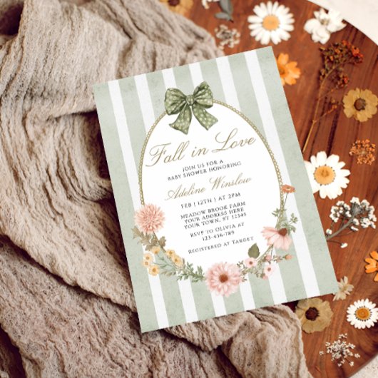 秋インラブヴィンテージ秋フローラセージ赤ちゃんシャワー 招待状