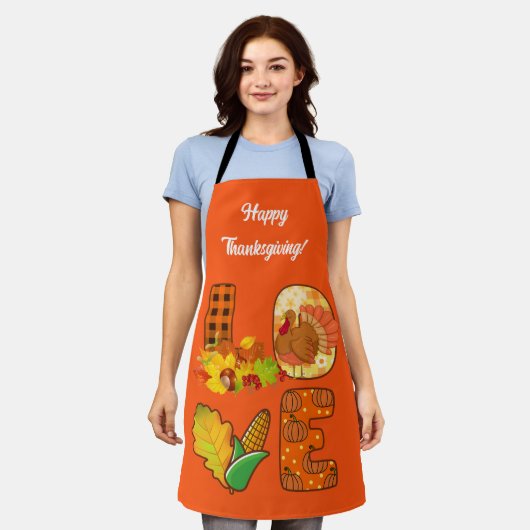 秋インラブ秋カスタマイズ文字と色 エプロン (着用した状態)