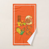 秋インラブ秋カスタマイズ文字と色 バスタオルセット (ハンドタオル)