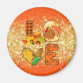 秋インラブ秋カスタマイズ文字と色 マグネット (正面)