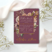 秋インラブ秋フローラエレガントブルガンディインヴィッティ 招待状