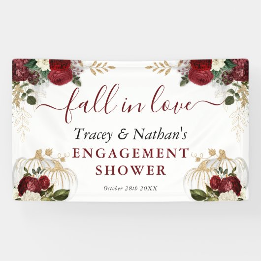 秋インラブ秋フローラカボチャ婚約シャワー 横断幕 (横)