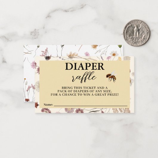 秋インラブ秋フローラベビーシャワーおむつラッフル ノートカード (正面/裏面インサイチュ)