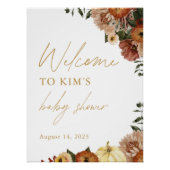 秋インラブ秋フローラベビーシャワーウェルカムサイン ポスター (正面)