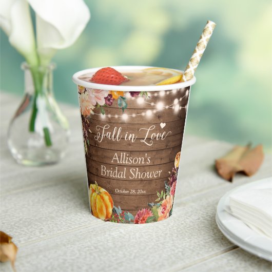 秋インラブ秋フローラライトブライダルシャワー 紙コップ