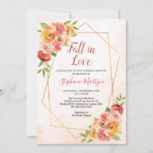 秋インラブ秋フローラ幾何学ブライダルシャワー 招待状 (正面)