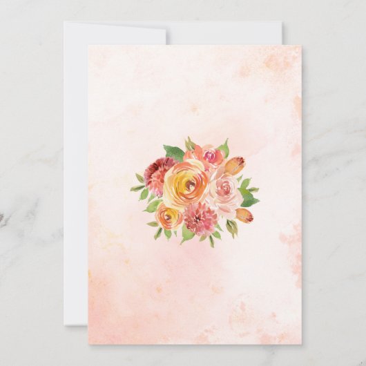 秋インラブ秋フローラ幾何学ブライダルシャワー 招待状 (裏面)