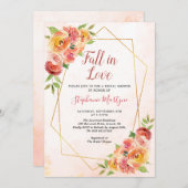 秋インラブ秋フローラ幾何学ブライダルシャワー 招待状 (正面/裏面)