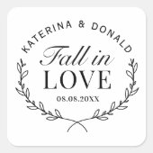 秋インラブ秋ブライダルシャワー素朴結婚ズ スクエアシール (正面)