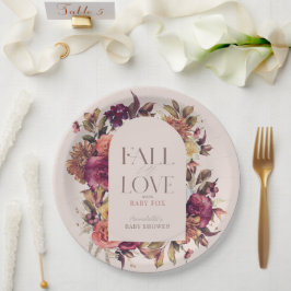 秋インラブ秋リースアーチピンクベビーシャワー ペーパープレート