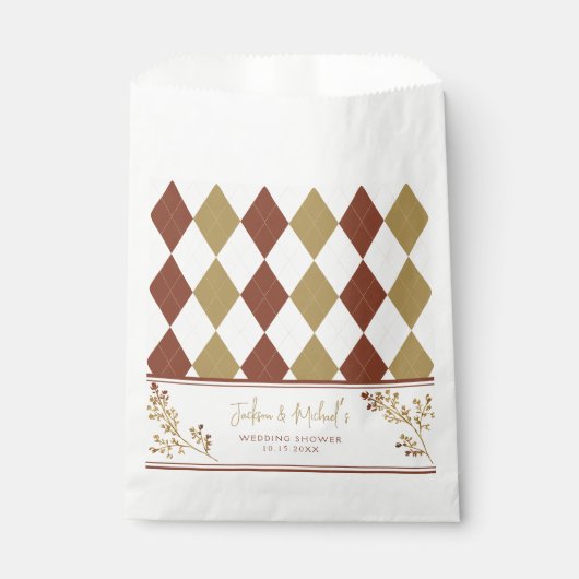 秋インラブ秋リーフアーガイルウェディングシャワー フェイバーバッグ (正面)