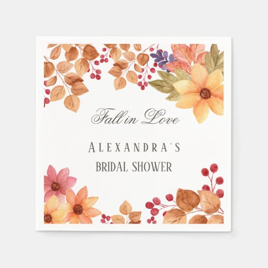 秋インラブ秋素朴ブライダルシャワー スタンダードカクテルナプキン (正面)