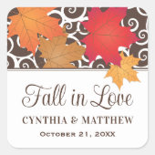 秋インラブ紅葉ズ結婚モノグラム スクエアシール (正面)