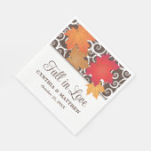 秋インラブ紅葉ズ結婚モノグラム スタンダードランチョンナプキン (角)