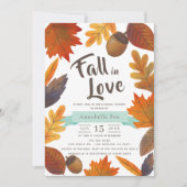 秋インラブ紅葉ブラウンブライダルシャワー 招待状 (正面)