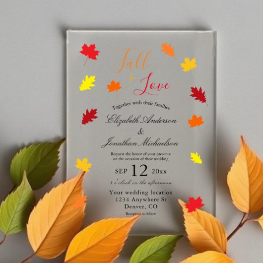 秋インラブ紅葉結婚ズ アクリル招待状