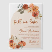 秋インラブ素朴オレンジカボチャブライダルシャワー ベラム紙招待状 (正面)