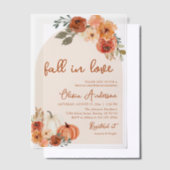 秋インラブ素朴オレンジカボチャブライダルシャワー ベラム紙招待状 (オフセット)