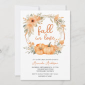 秋インラブ素朴オレンジカボチャブライダルシャワー 招待状 (正面)