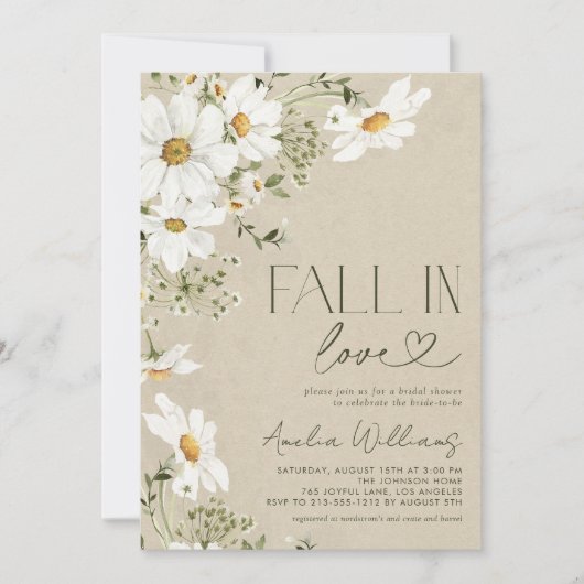 秋インラブ素朴デイジーワイルドフラワー 招待状 (正面)