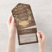 秋インラブ素朴フローラハーベストパンプキ結婚ン オールインワン招待状 (貼ってはがせる)