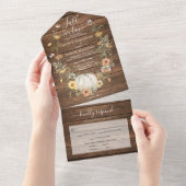 秋インラブ素朴フローラハーベストパンプキ結婚ン オールインワン招待状 (貼ってはがせる)