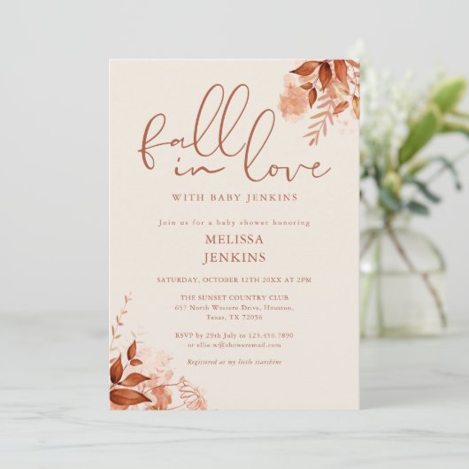 秋インラブ素朴フローラ秋の赤ちゃんシャワー 招待状 (スタンド正面)
