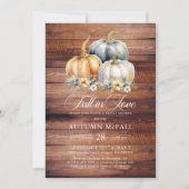 秋インラブ素朴ブライダルシャワー金ゴールドカボチャ 招待状 (正面)