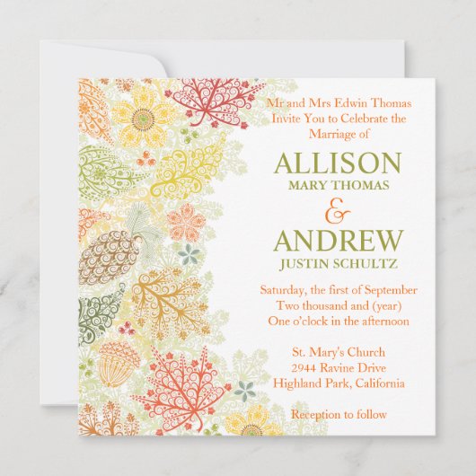 秋インラブ結婚式招待状 招待状 (正面)