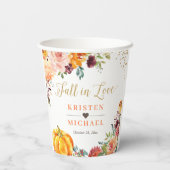 秋インラブ金ゴールドオータムフローラ結婚パンプキンズ 紙コップ (裏面)