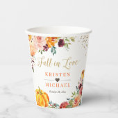 秋インラブ金ゴールドオータムフローラ結婚パンプキンズ 紙コップ (正面)
