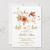 秋インラブ金ゴールドクリームカボチャブライダルシャワー 招待状 (正面)