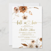秋インラブ金ゴールドクリームテラコッタブライダルシャワー 招待状 (正面)