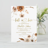 秋インラブ金ゴールドクリームテラコッタブライダルシャワー 招待状 (スタンド正面)