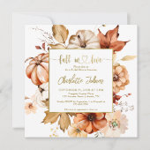 秋インラブ金ゴールドテラコッタフローラブライダルシャワー 招待状 (正面)